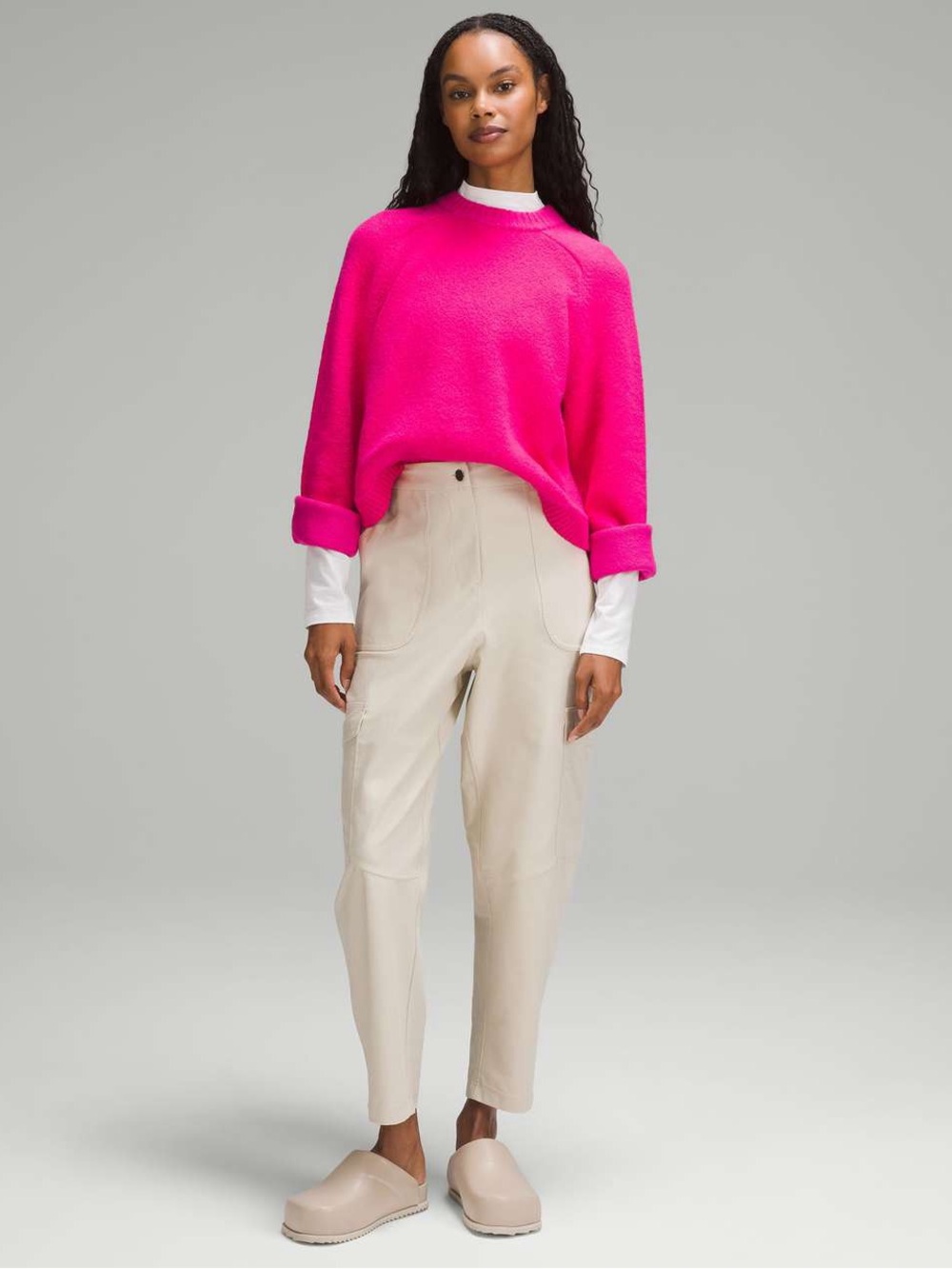 Lululemon Brushed Cotton Merino Blend Crewneck Sonic Pink Woman’s Size S